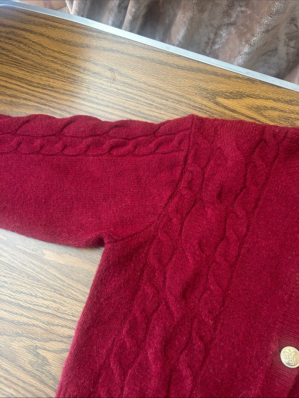 J. Crew Cable Knit Button-Up Cardigan in Wine - Picture 3 of 6